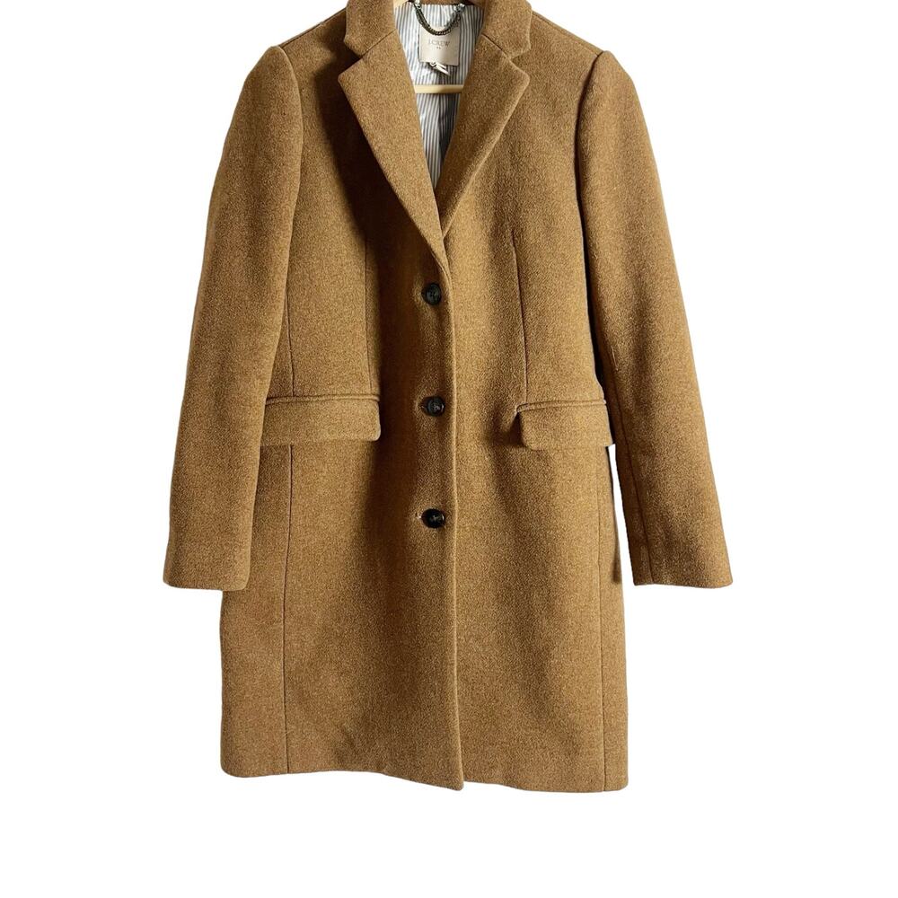 J.Crew Brown Wool Blend Single Breasted Top Coat Women's Size 0